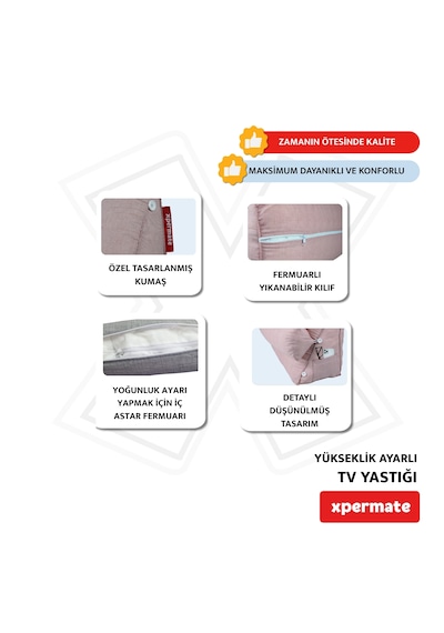 Xpermate Sırt, Bel, Boyun Destekli TV Okuma Yastığı Ameliyat Sonrası Pembe