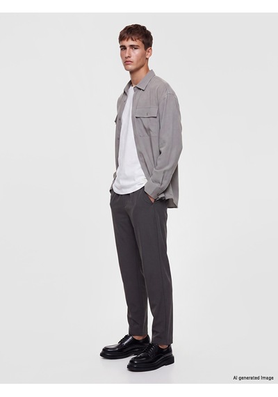 Lcw Vision Gri Slim Fit Erkek Pileli Pantolon