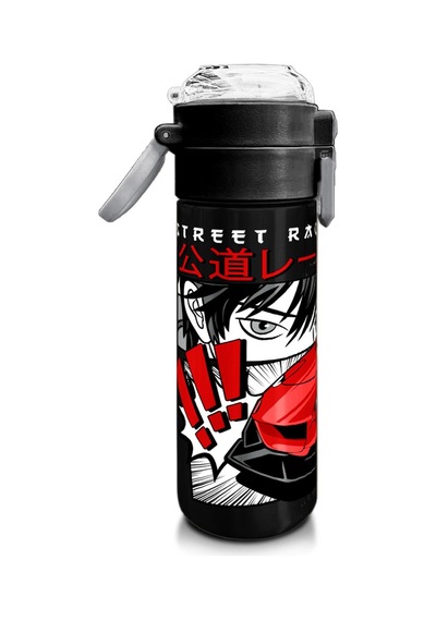 Coral High Kids Siyah Kırmızı Anime Araba Desenli Pipetli Ve Direkt İçim Çelik Termos 500 Ml 31948 Kırmızı - Mavi - Siyah