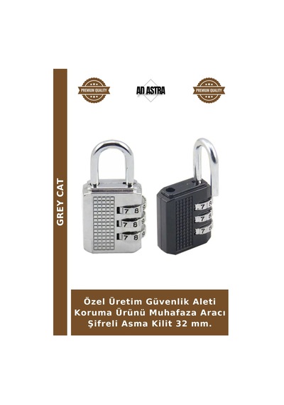 Özel Üretim Güvenlik Aleti Koruma Ürünü Muhafaza Aracı Şifreli Asma Kilit 32 Mm.