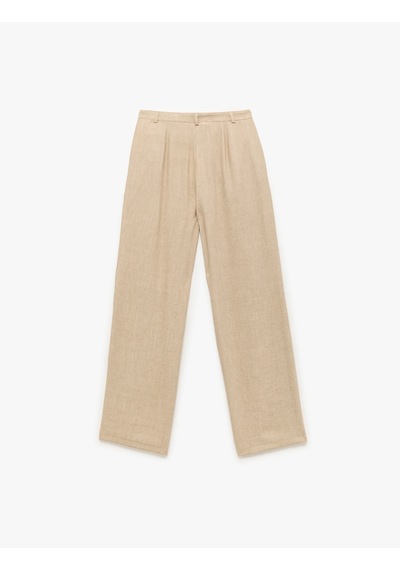 Koton Viskon Karışımlı Beli Bağlamalı Cepli Dokulu Geniş Paça Pantolon Bej 5sak40172ew Ekru Koton Viskon Karışımlı Beli Bağlamalı Cepli Dokulu Geniş Paça Pantolon Bej 5sak40172ew Ekru