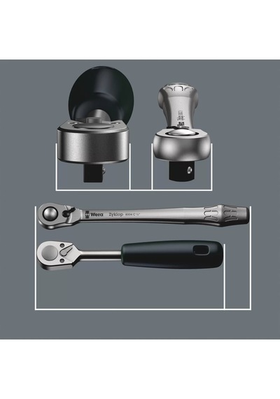 Wera 8004 C Zyklop Metal Yön Mandallı Cırcır, 1/2" Sürücülü, 1/2" X 281 Mm