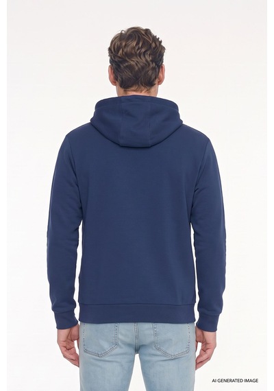 Ac&Co / Altınyıldız Classics Standart Fit Normal Kesim Kapüşonlu Kanguru Cepli Pamuklu Erkek Sweatshirt - Lacivert