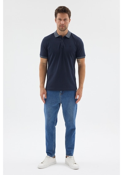 Lacivert-mavi Polo Yaka Pike Kısa Kol Slim Fit %100 Pamuk Tişört 1011260171 Lacivert - Mavi