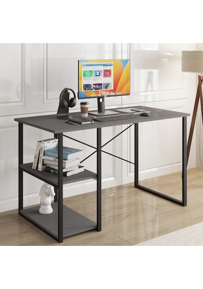 Çalışma Masası Raflı Ofis Laptop Bilgisayar Masası Füme 1420 Füme Çalışma Masası Raflı Ofis Laptop Bilgisayar Masası Füme 1420 Füme