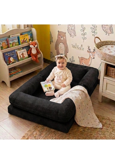 Miniwood Montessori Yatak Oyun Alanlı Bebek Yer Yatağı Sünger Çocuk Karyola 109 x 150 CM