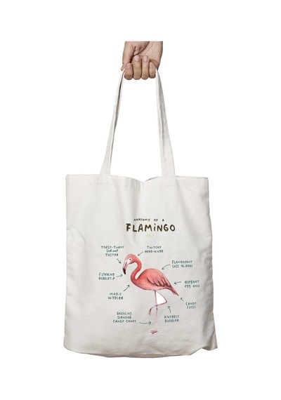 Art Hediye Flamingo Anatomisi Flamingo Anatomy İki Taraf Kalıcı Yıkanabilir Okul Plaj Omuz Bez Çanta Çok Renkli
