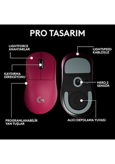G Pro X Superlıght 2 Dex Lıghtspeed Hero 2 32k Dpı Sensör Kablosuz Oyuncu Mouse - Pembe Diğer