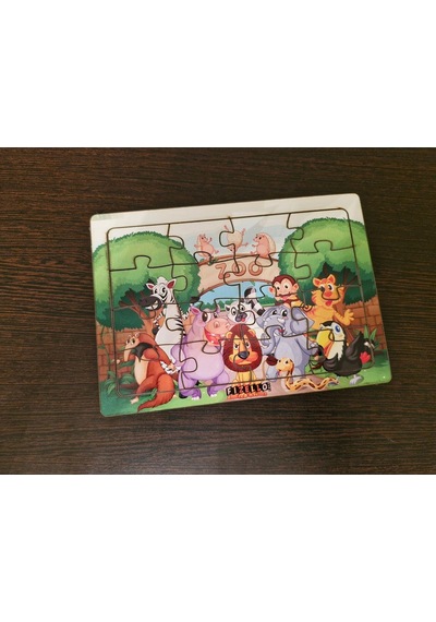 Hayvanat Bahçesi 16 Parça Eğitici Öğretici Ahşap Çocuk Puzzle & Yapboz Bebek Çocuk Oyuncak