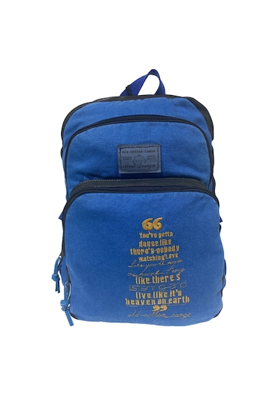Old Cotton Cargo Kaliteli Siyah Vintage Salaş Baskılı Disayn Günlük Gezi Okul Sırt Çantası Revilla Bag 28x38cm Mavi