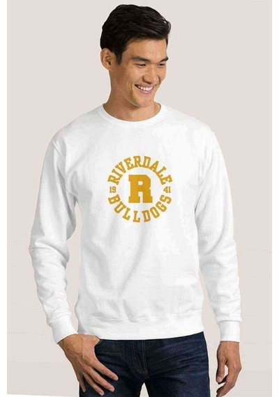 Riverdale Riverdale Bulldogs Yazi Baskılı Beyaz Erkek Sweatshirt