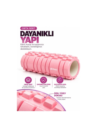 Foam Roller 33x13 Cm Orta Sert Dokulu Egzersiz Rulosu Pilates Fitness Yoga Spor Ekipmanı