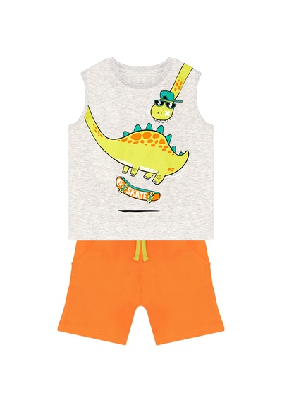 Kaykay Dino Erkek Çocuk Yazlık Kolsuz T-shirt Şort Takım