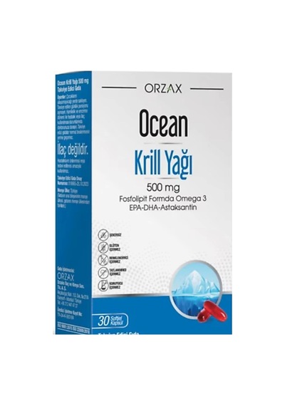 Orzax Ocean Krill Oil 30 Kapsül - Krill Yağı, Omega 3, Epa, Dha Ve Astaksantin İçeren Takviye Edici Gıda