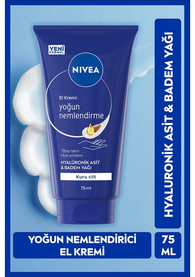 Yoğun Nemlendirici El Bakım Kremi 75ml, Kuru Ciltler,hyaluronik Asit, Badem Yağı