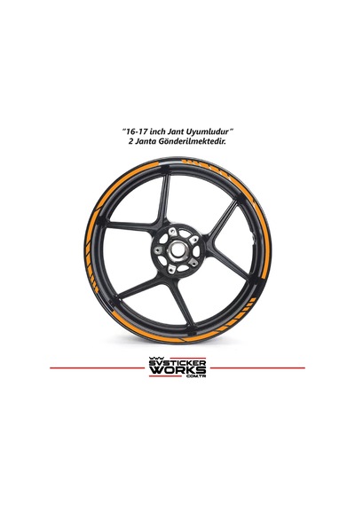 Motosiklet Jant Şeridi Jant Sticker Dekor Model Parçalı Desen Sticker Set Turuncu