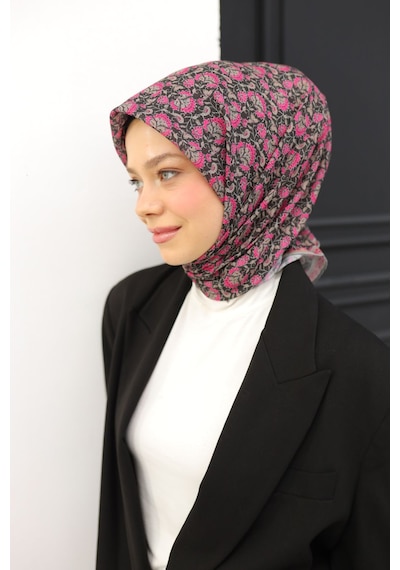 Silk Home Soft Eşarp 73077-01 Siyah, Pembe, Pudra Vizon