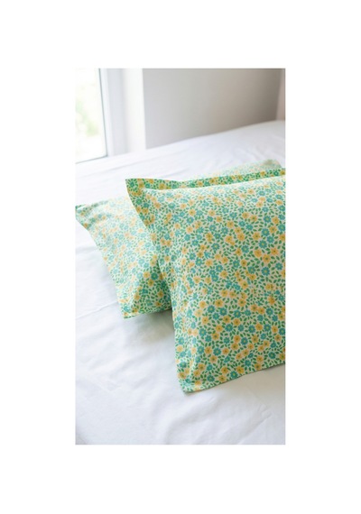 %100 Pamuklu Çiçek Desenli Volanlı Yastık Kılıfı 2 Adet 50x70 Cm Yeşil - 864231967 Yeşil