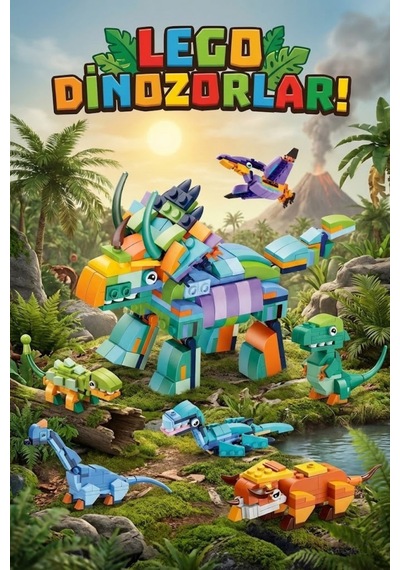 408 Parça 6'sı 1 Arada Dönüşen Dev Dinozor Robot Blok Seti - Eğitici Oyuncak Uyumlu Yapboz Oyuncak