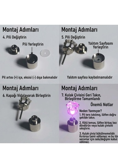 Led Işıklı Kristal Küpe Beyaz