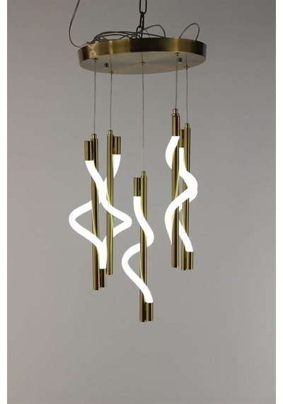 Lüks Spiral Tasarım Modern Burgulu Seri 3 Renk Ledli Şık Salon Avizesi Gold