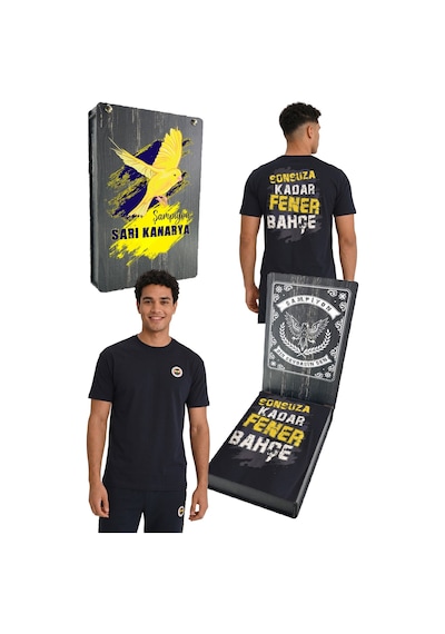 Fenerium Fenerbahçe Erkek Tribün Sonsuza Kadar Oversize T-shirt Uv Kutu Lacivert - Kırmızı