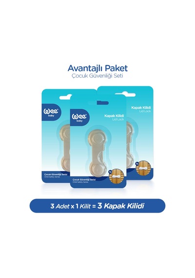 Wee Baby Dolap Kapak Kilidi Bebek Çocuk Güvenlik Kilidi 3 Adet Beyaz