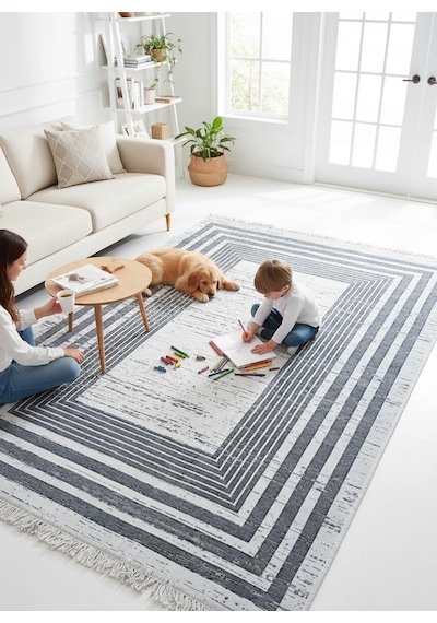 Kilim Çift Taraflı Bohem Seri Dokuma Kilim Gri-beyaz 80 300 Cm Çok Renkli