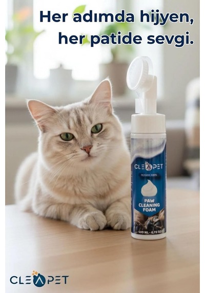 Cleapet Doğal Pati Temizleme Köpüğü 200 Ml Fırça Başlıklı, Durulamasız Kedi Ve Köpek Bakımı Bitkisel, Probiyotik, Vegan Susuz Şampuan