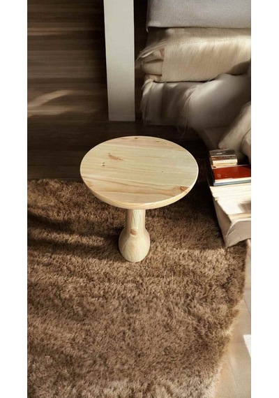Doğal Masif Ahşap Mantar Sehpa Naturel Renk Tekli Yan Sehpa Modeli - Coffee Table Naturel