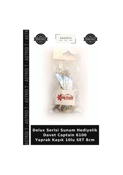 Delux Serisi Sunum Hediyelik Davet Captain 6100 Yaprak Kaşık 10lu Set 8cm Standart