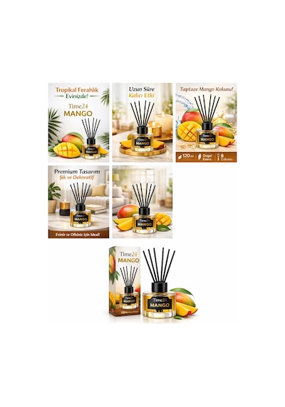 Tıme24 Mango Oda Kokusu 100 Ml Çubuklu Ortam Kokusu Tropikal Mango Kokusu Diğer