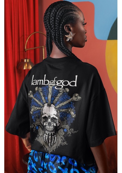 Lamb Of God Rock Metal Müzik Grubu Sırt Baskılı Unisex Oversize T Siyah