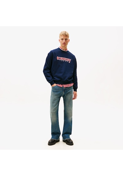 Tommy Hilfiger Erkek 90s Texture Graphic Erkek Lacivert Sweatshirt Dm0dm22373