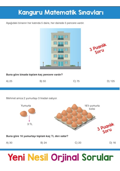 2. Sınıf Zihin Çalıştıran Eğlenceli Kanguru Matematik Soruları