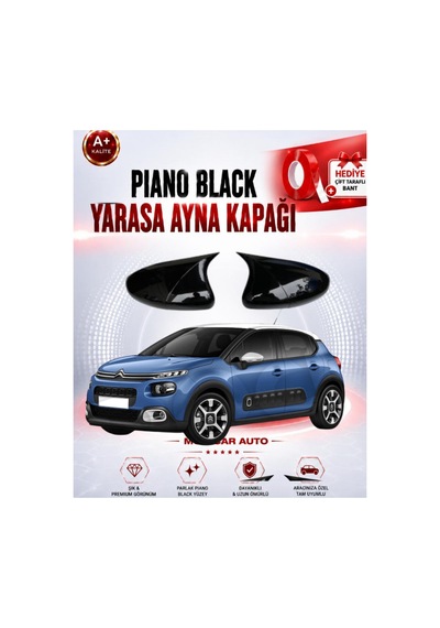 2016-2021 Cıtroen C3 Batman Yarasa Ayna Kapagı P.black