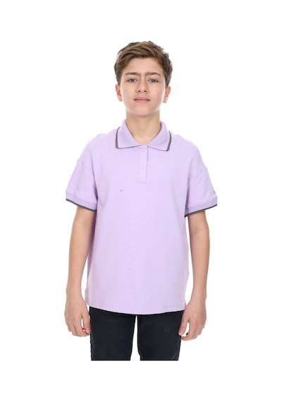 Toontoy Kids Toontoy Erkek Çocuk Polo Yaka Kolu Baskılı Tişört Lila