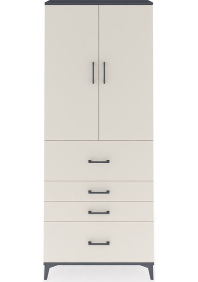 Arges Dolap 2 Raflı 4 Çekmeceli 2 Kapaklı 88x30x221 Antrasit-... Antrasit