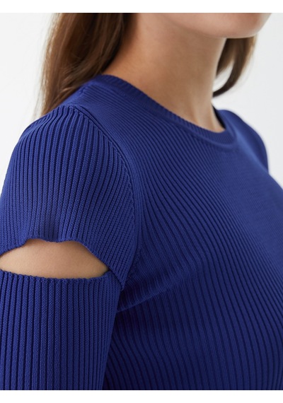 Fitted Kadın Kazak Saks Mavi