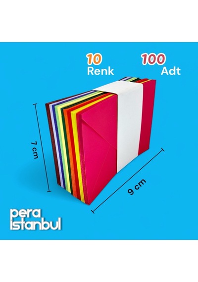 100 Adet Mini Zarf 70mmx90mm 10 Renk Zarf Hediye Doğum Günü Dilekleri Zarfı Not Kartlı Poşetli