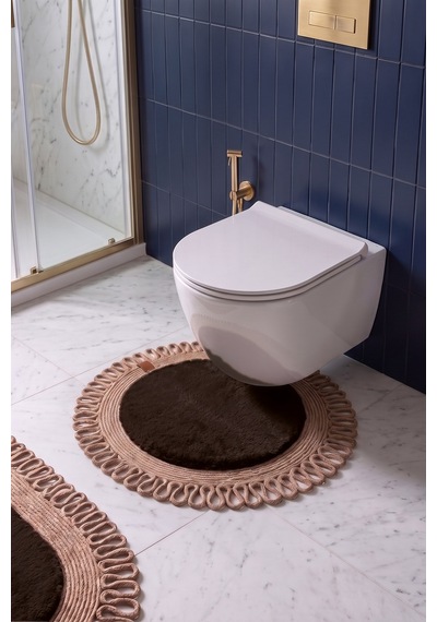 Banyo Paspası Takımı 60x100+60x60 Cm Dış Trikot Acı Kahve & Camel