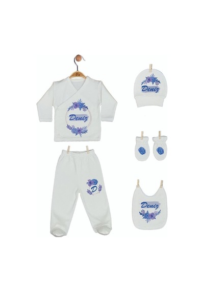 Pia Baby Gl 1915-05 İsme Özel Beşli Zıbın Set Krem