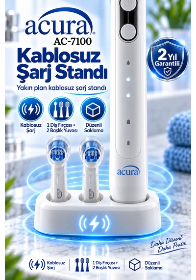 Acura Ac-7100 Döner Başlıklı Profesyonel Şarjlı Diş Fırçası