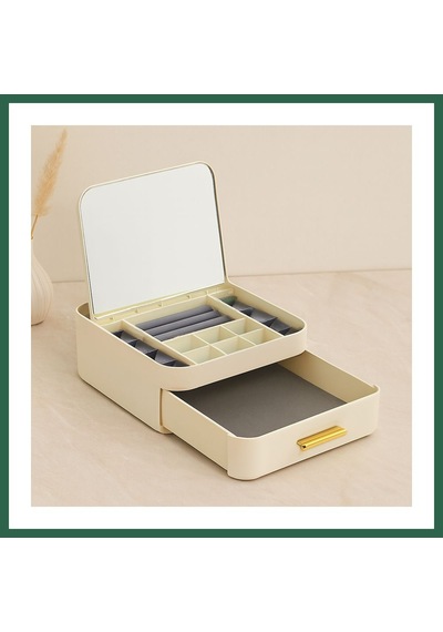 Bezos Aynalı Takı Organizeri - 10 Bölmeli Çekmeceli 20x22x8.5 Cm Bzs01