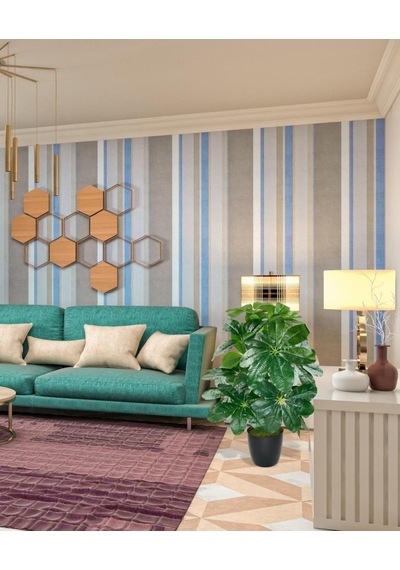 Yapay Çiçek Saksıda Şeflera Bitkisi 18Dal 75cm Salon Çiçeği Yapay Bitki Pachira Macrocarpa