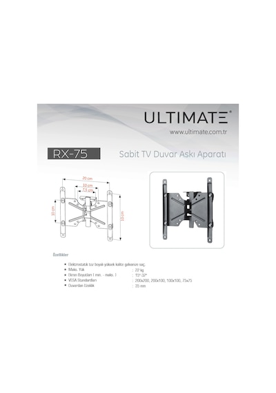 Ultımate Rx 75 15" 37" Tv Monitör Sabit Askı Aparatı