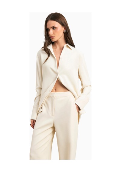 Because Of Alice Effortless Wide Leg Trousers Geniş Paça Dökümlü Kadın Pantolon Krem