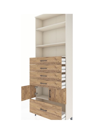 Arges Dolap 4 Raflı 5 Çekmeceli 2 Kapaklı 88x30x243 Aytaşı-çam Aytaşı