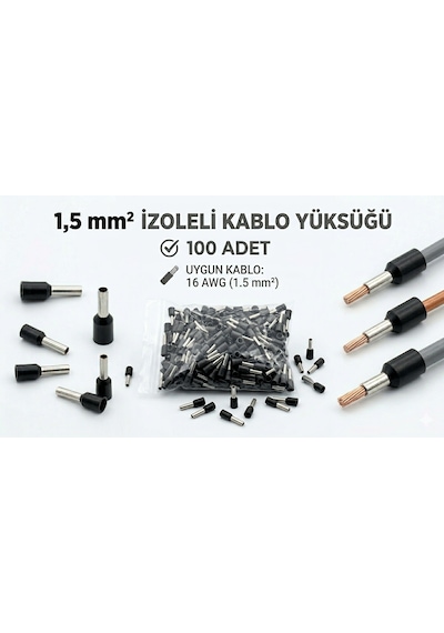 1,5mm İzoleli Kablo Yüksüğü 100 Adet 16awg