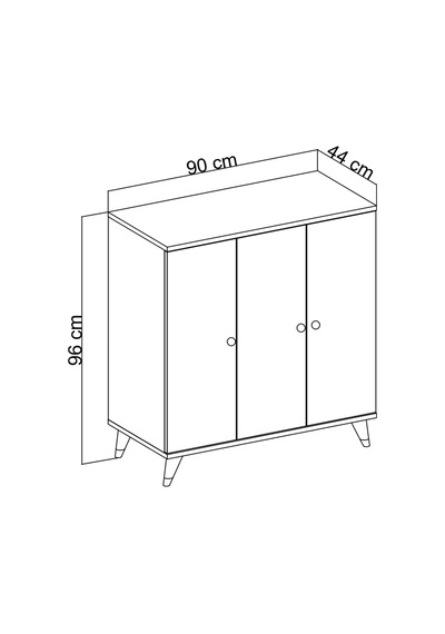 Simple Çok Amaçlı Dolap 4 Raflı 3 Kapaklı 90x44x96 Beyaz Beyaz